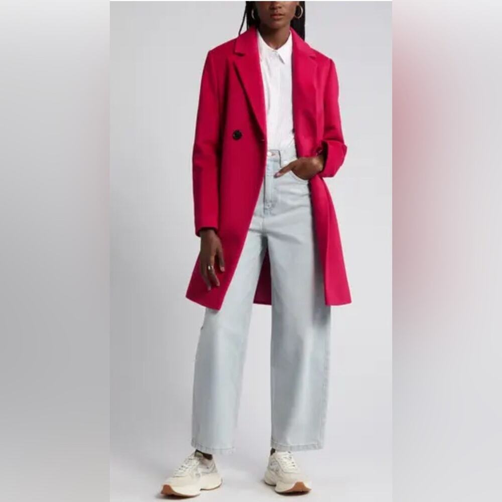 Sam Edelman Double Breasted Wool Blend Coat in Boysenberry Women’s Large